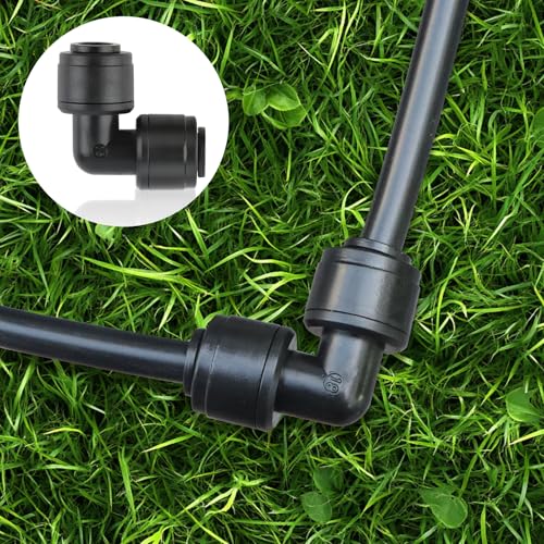Kalolary 30Pack Quick Connect 1/4" Drip Irrigation Elbow Connector, Universal Barbed Elbow Fittings for 1/4" Irrigation Tubing Leak Free Fittings for Sprinkler or Drip Irrigation System