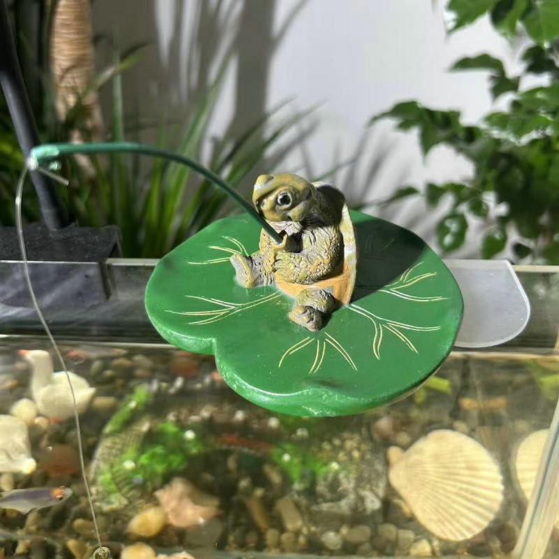 Resin Turtle Aquarium Decoration – Lily Pad Fish Tank Ornament for Betta, Shrimp, Nano Tank and Aquatic Landscape Display