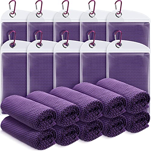 Redbaker 20 Pcs Cooling Towel Ice Towel with Bag for Neck Face, Purple - color: Purple
