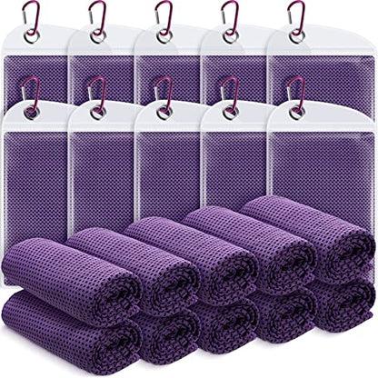 Redbaker 20 Pcs Cooling Towel Ice Towel with Bag for Neck Face, Purple - color: Purple
