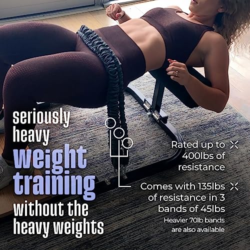 Hip Thrust Machine for High Resistance Glute Training - Home Gym Workout - Comes with 45, 90, and 135 Lbs of Resistance - color: Black