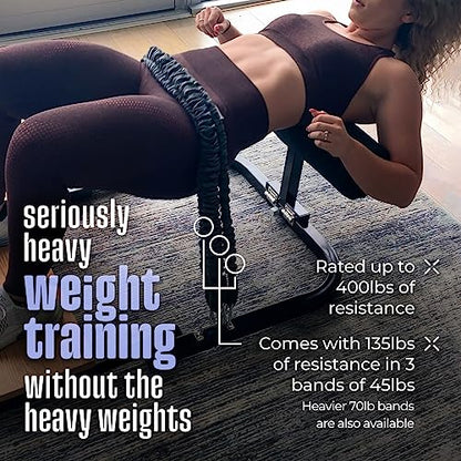 Hip Thrust Machine for High Resistance Glute Training - Home Gym Workout - Comes with 45, 90, and 135 Lbs of Resistance - color: Black
