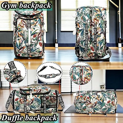 Gym Duffle Bag Backpack,4‑Way Waterproof with Shoe Compartment Travel Laptop - color: Yellow