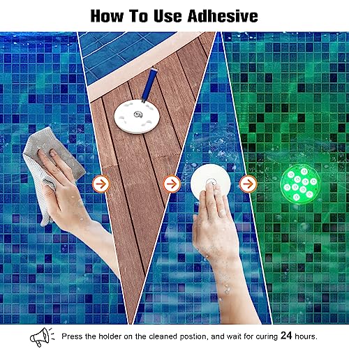 Rechargeable Submersible LED Lights with Remote, USB Color Changing Aquarium Lights with Magnet Suction Cups, Waterproof Underwater Pool Lights for Inground Pool Shower Hot Tub Accessories, 2Packs