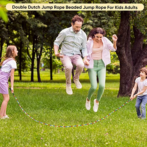 Zubebe 16-foot Double Dutch Jump Ropes Bulk Segmented Skipping Colorful Beaded Ropes for Kids Adults Fitness Physical Education Gym Class School Sports Outdoor Activities, Red White and Blue
