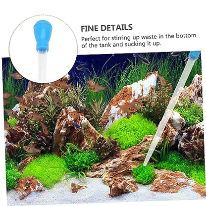 NOLITOY Aquarium Fish Tank Cleaner Pipette Dropper Manual Water Changer Vacuum Siphon Tool for Waste Removal and Feeding 16.92In Stainless Suction Device - color: Blue, size: Size 2