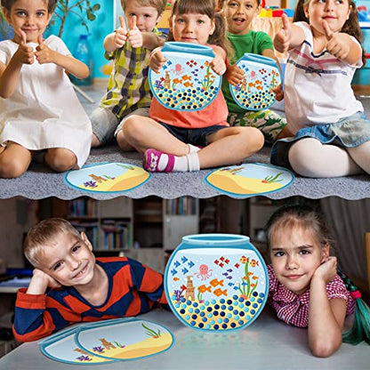 32 Pcs 100 Days of School Sticker Scene for Kids, Fun Vivid Fish Tank Stickers Toddler Preschool Build a Scene Crafts for School Classroom Activity Birthday Party, Backgrounds and Sticker Sheets Set