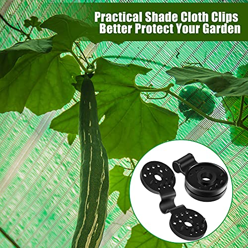 Maitys 40 Pcs Shade Cloth Clips Black Round Plastic Sunscreen Net Clips Heavy Duty Tarp Clip Windproof Awning Clamps for Sunshade Net Gardening Shade Cloth Anti Bird Netting