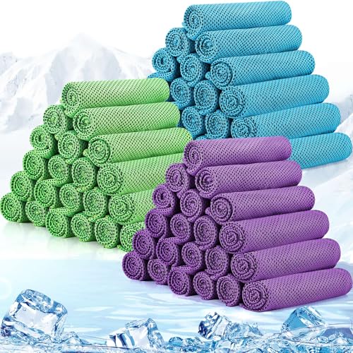Redbaker 90 Pcs Cooling Towels Bulk for Neck Face 40"x12",Bright Color - color: Bright Color