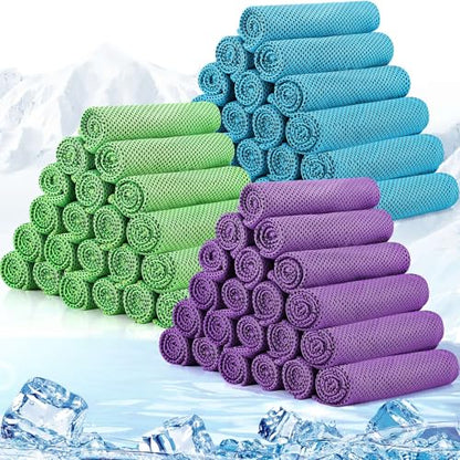 Redbaker 90 Pcs Cooling Towels Bulk for Neck Face 40"x12",Bright Color - color: Bright Color