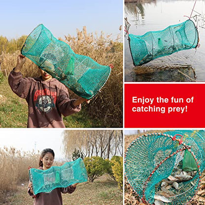 Crab Spring Trap 2 pcs - Bait Trap for Lobster, Crawfish, Shrimp, Portable Folding Collapsible Fishing Traps Nets Fishing Accessories - style: 2pcs X Spring Trap - Large