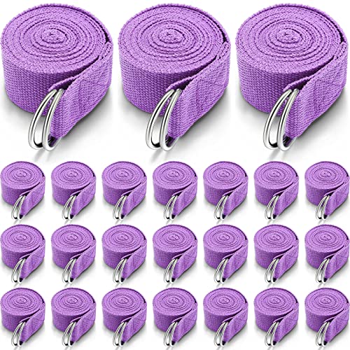 Leyndo Yoga Strap Stretching Pilates Exercise Adjustable Straps 6 ft Non Elastic Yoga Belt with Adjustable D Ring Buckle for Pilates Gym Workouts Fitness - color: Purple