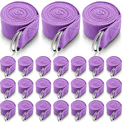 Leyndo Yoga Strap Stretching Pilates Exercise Adjustable Straps 6 ft Non Elastic Yoga Belt with Adjustable D Ring Buckle for Pilates Gym Workouts Fitness - color: Purple