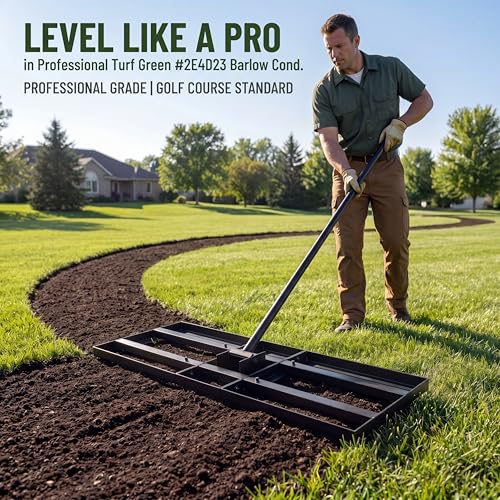 Lawn Leveling Rake - 35 x 10 Large Rake for Soil, Heavy Duty Yard Leveling Rake, 6.5FT Long Handle, 2mm Thickened Stainless Steel Lawn Leveler, Wide Ground Leveling Tool for Dirt and Sand, with Gloves - size: 35 inch