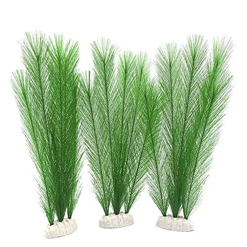 Aquarium Decorations 3Pcs Fish Tank Artificial Green Water Plants Made of Silk Fabrics Plastic - color: 11" * 3 Pcs, Green