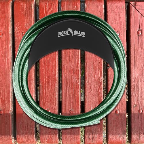 FLORA GUARD Garden Hose Holder, Heavy-Duty Hose Hanger, Holds Up to 125 ft, Garden Rack Wall Mount for Outside, Rust and Slip Resistant, Black - color: Black