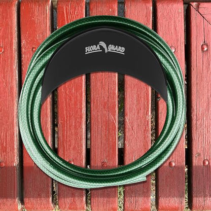FLORA GUARD Garden Hose Reels, Hose Holder Wall Mount - Heavy Duty Metal Hose Hanger Holds Up to 125Ft, Garden Water Hose Holder for Outside Yard, Anti-Rust Anti-Slip (2pcs Black) - color: 2Pack Black