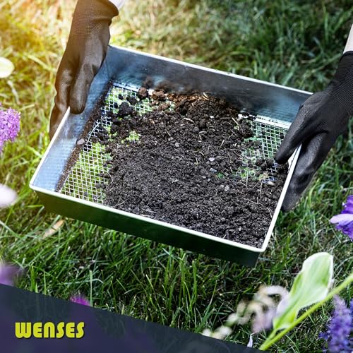 Soil Sifter, Standard Size (12 x 10 inches) with 1/4-inch Mesh, Garden Sieve for Dirt, Sand, Rocks, and Compost - size: 1/4 inch