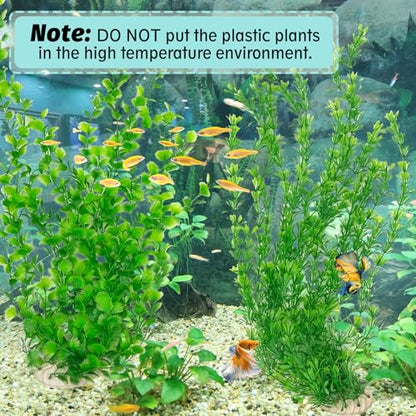 23" Tall Aquarium Plastic Plants - 2 Pack Soft Fish Tank Decor, Artificial Green Grass Cluster for Aquariums, Safe Bendable Underwater Plants（Green Style B）