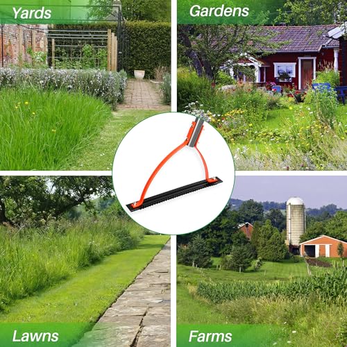 Walensee Weed Grass Cutter with Serrated Double-edged Sharp Blade Manual Grass Whip with 30 Inch Steel Handle Cut Overgrown Weeds Cutting Hand Tool Steel Sod Cutter for Garden, Yard, Field and Ditches
