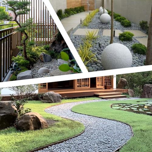 20LB Black Stones Pebbles River Rocks, Natural Beach Pebbles, Garden Decorative Stones-1-2 Large Plant Rocks,Ideal for Aquarium, Home Decor