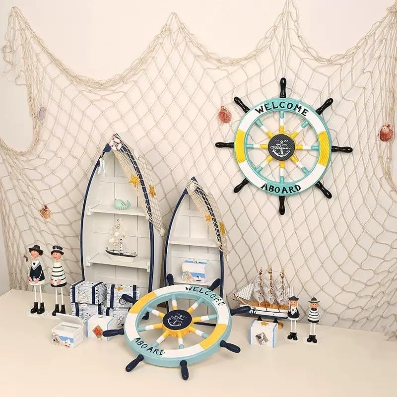 80"x40" Fish Net Decorations, Natural Cotton Fishing Net Decor Fishnet Rope Decoration for Under The Sea Hawaiian Pirate Ocean Beach Themed Party (1 Pack)