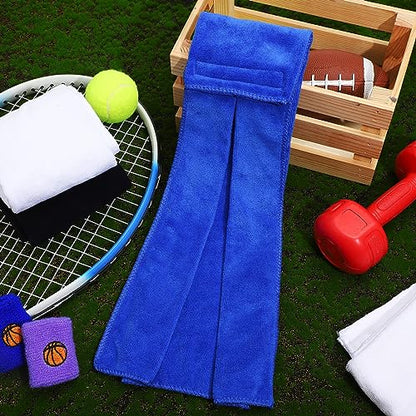 12 Pcs Football Field Towel Closed Loop Accessories Cotton Sports Sweat Towel with Hook and Loop Fastener for Football, Golf, Gym - color: Black, White, Blue