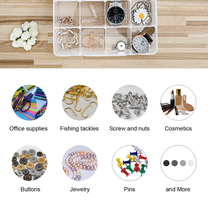 2 Packs 8-Compartments Art Supply Container, Clear Plastic Organizer Box with Dividers for Crafts Jewelry Fishing Tackles Hardware Metal - size: Small 8 grids 2pcs with dividers