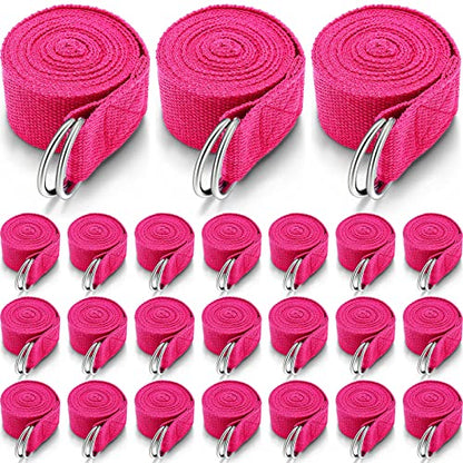 Leyndo Yoga Strap Stretching Pilates Exercise Adjustable Straps 6 ft Non Elastic Yoga Belt with Adjustable D Ring Buckle for Pilates Gym Workouts Fitness - color: Rose