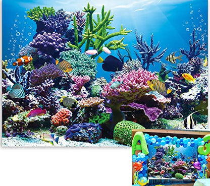 7x5ft Oean Underwater Photo Backdrop Ocean Fish Coral Submarine Decorations Water Background Under The Sea Aquarium Diving Holiday Baby Shower Birthday Party Seabed Decor
