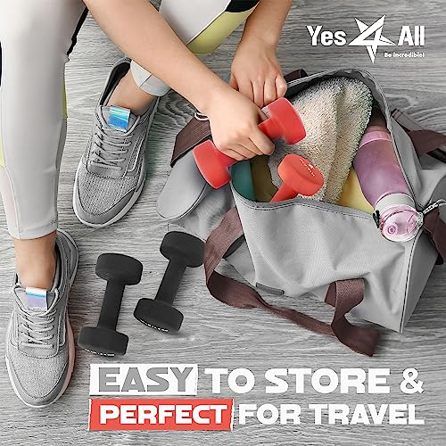 Yes4All Neoprene Dumbbells, Pairs and Sets with Rack for Home Workouts - color: H. Dark Red - 9lbs - Pair, style: Pair