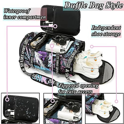 SDTAME Gym Duffel Backpack with Shoe Pocket & Laptop Sleeve - color: Multicolor