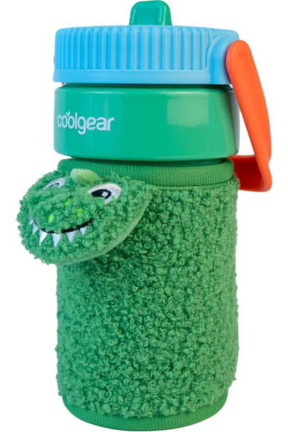COOL GEAR 16oz GO GRIP Plushie Sleeve, with Straw, BPA-Free - DINO - color: DINO