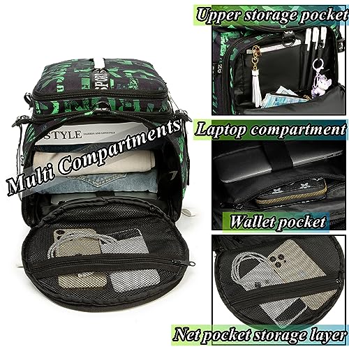 SDTAME Gym Duffel Backpack with Shoe Pocket & Laptop Sleeve - color: Green