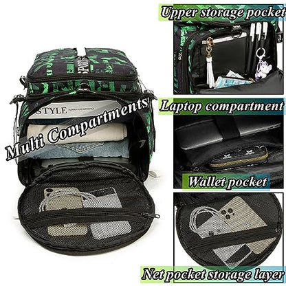 SDTAME Gym Duffel Backpack with Shoe Pocket & Laptop Sleeve - color: Green