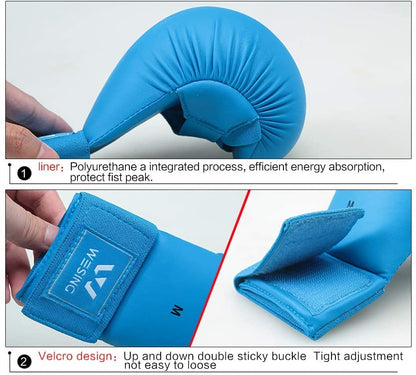Wesing WKF Sparing Karate Gloves Without Thumb Protection Blue Red - color: Blue, size: X-Large