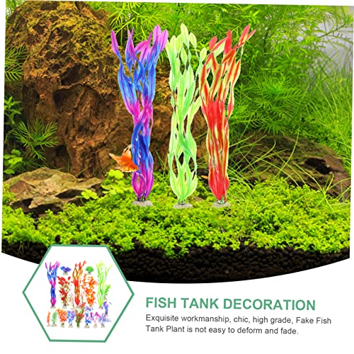 LIOOBO 17pcs Fake Aquarium Plant Water Grass Adornment Realistic Desktop Decoration for Home Fish Tank Accessory