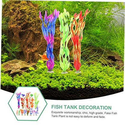 LIOOBO 17pcs Fake Aquarium Plant Water Grass Adornment Realistic Desktop Decoration for Home Fish Tank Accessory