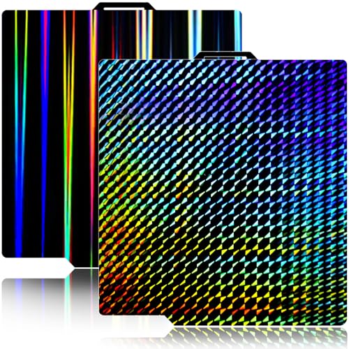 JUUPINE 3D Printer H1H Build Plate for Bambu Lab P2S/X2D/A1/X1C/X1/X1E/P1P/P1S Holographic Carbon Plate 257x257mm Smooth Textured PEI Spring Steel Plate Removable Platform (Light Beam +Phantom)