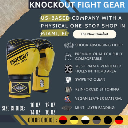 Boxing Gloves & Muay Thai Shin Guards for Men and Women, MMA Kickboxing Shin Pads Set, Adjustable Shin Guards with Instep Protection, Sparring & Martial Arts Training Gear - color: Gray-Yellow, size: 16 oz