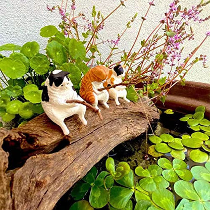 Miniature Fishing Cat Aquarium Decor Mini Animal Figurine Statue Aquarium Animal Decorations Small Fishing Cat Miniature Figurines Set for Freshwater Saltwater Fish Tanks Decor