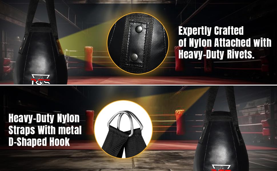 Wrecking Ball Punching Bag, Expert Boxing Teardrop Body Snatcher Bag for MMA, Kickboxing, Muay Thai, Round Heavy Bag - UNFILLED