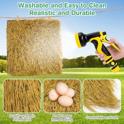 4 Pcs Chicken Nesting Pads Artificial Grass Rug Carpet Synthetic Turf Mat 12"x12" Washable Chicken Coop Bedding Laying Garden Lawn Indoor/Outdoor Bedding for Chicken Hen Small Pets(Brown)