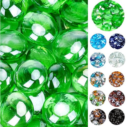 OnlyFire Fire Pit Glass Rocks 10 lbs, High Luster Fire Glass Beads 1/2 Inch, Tempered Glass Marbles for Propane/Natural Gas Fire Pit, Fireplace, Multicolor & Blends Available - color: Emerald Green