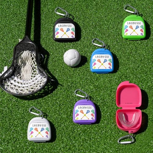 Vicenpal 6 Pcs Lacrosse Mouthguard Case with Carabiner, Sports Holder