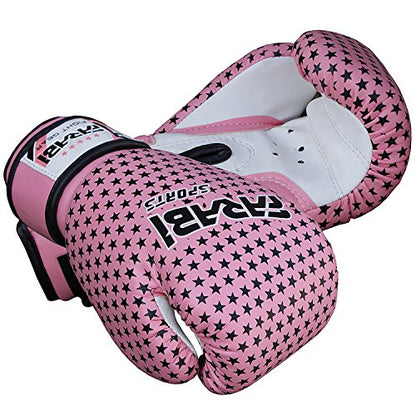 Farabi Boxing Gloves Kids Junior Muay Thai Kick Boxing Training MMA Punching Bag - color: Pink-Star, size: 4OZ