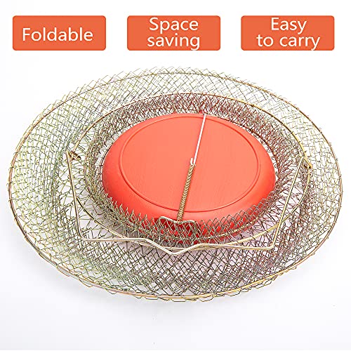 Floatable Galvanized Steel Wire Fish Basket, Collapsible Floatable Wire Fishing Basket, Portable Floating Fishing Net Baskets, Robust and Easy to Use