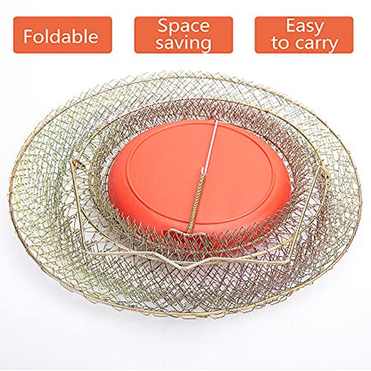 Floatable Galvanized Steel Wire Fish Basket, Collapsible Floatable Wire Fishing Basket, Portable Floating Fishing Net Baskets, Robust and Easy to Use