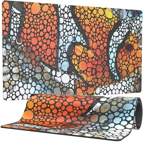 Flipper Luxurious Waterproof Aquarium Mat, Ideal for Fish Tank Cleaning, Anti-Slip Door Mat with Custom Art, Computer Mat, and Desktop Mat - Long Lasting and Durable - color: Clownfish