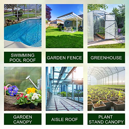 Tatuo 6 Pack 4' X 2' X 0.32'' Polycarbonate Greenhouse Panels Polycarbonate Sheets Twin-Wall Roof Panels Waterproof UV Protected Clear Corrugated Plastic Roofing for Greenhouse Replacement